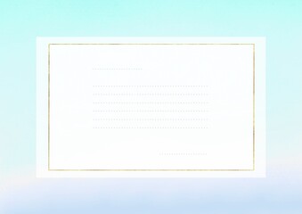 寒色グラデーションの横向き便箋テンプレート 罫線入り © HATAKUMI
