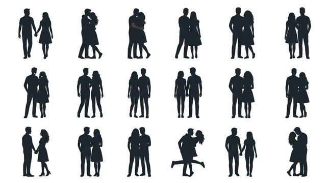 Diverse silhouettes of people in various poses.