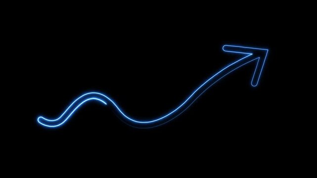 Blue rising arrow upward arrow for growth indicators, positive trends business infographics wave arrow trend line, business chart growth concept.