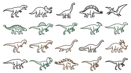 Dinosaur Collection: Hand-Drawn Illustrations of Prehistoric Creatures © yati