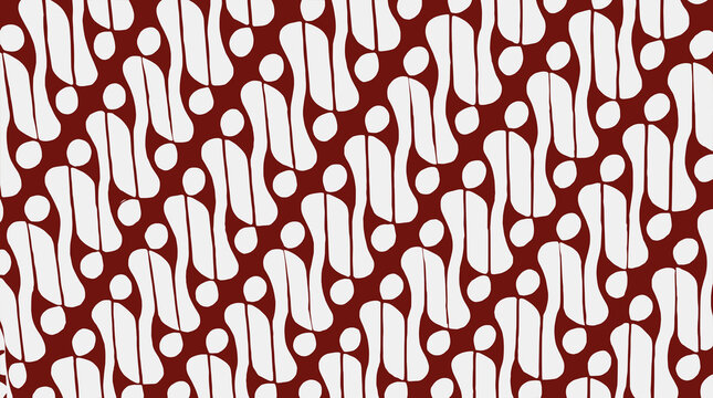 Indonesian batik parang rusak seamless vector pattern set in contemporary color palette for textile and fashion design