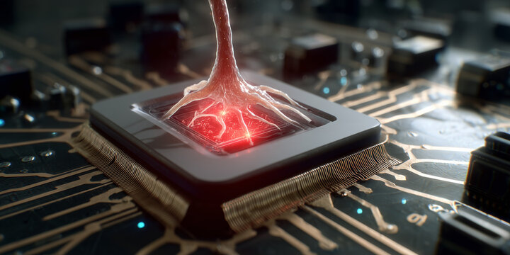 Artificial intelligence chip development tech lab digital art futuristic environment close-up view innovation concepts