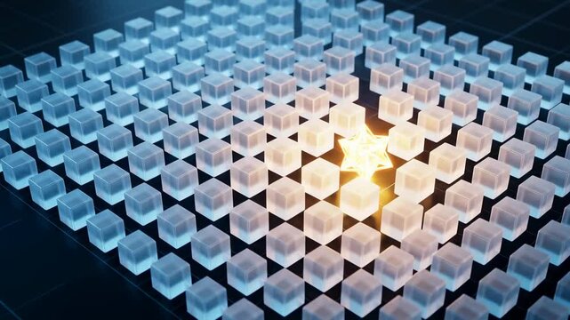 Abstract 3d cube pattern glowing star light glass technology grid leadership standout concept geometric pattern modern design individuality digital