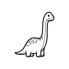 Fototapeta premium Bring prehistoric adventures to life with this adorable, colorable long-necked dinosaur friend.