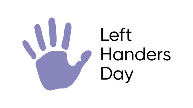Minimalist vector illustration featuring a purple hand silhouette celebrating the international left handers day event