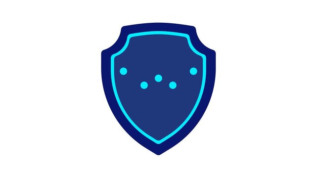Digital cybersecurity shield icon animation concept