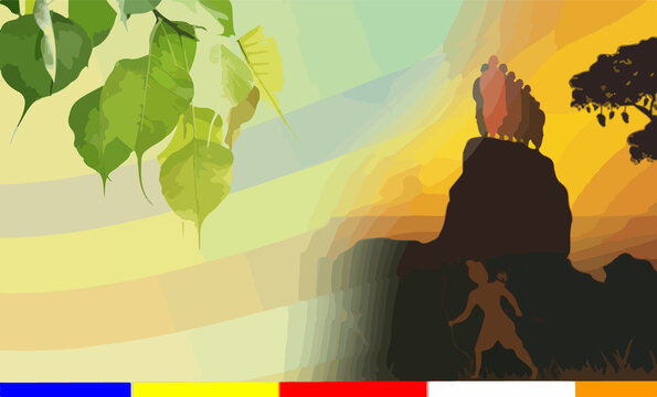 Poson Poya Festival Banner Illustration with Buddhist Lanterns