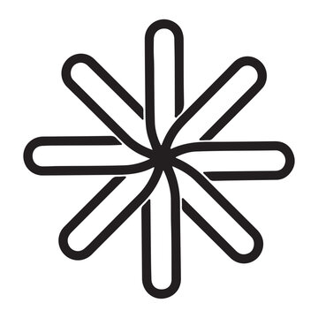 Abstract black and white asterisk symbol with rounded edges and clean lines