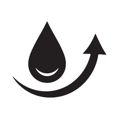 Fototapeta premium Abstract water droplet icon with upward arrow, symbolizing growth and purity