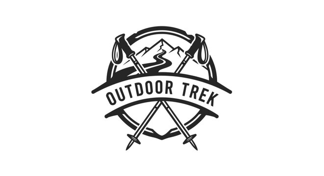 Outdoor trek logo with crossed hiking poles.