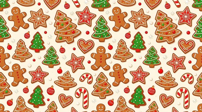 Seamless gingerbread cookie pattern for christmas celebration