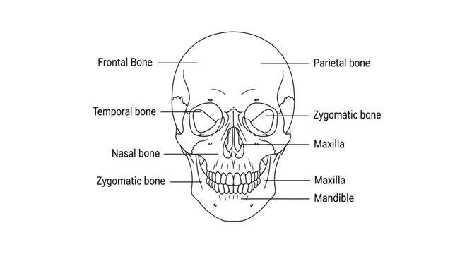 Human Skull Anatomy Diagram Illustration.