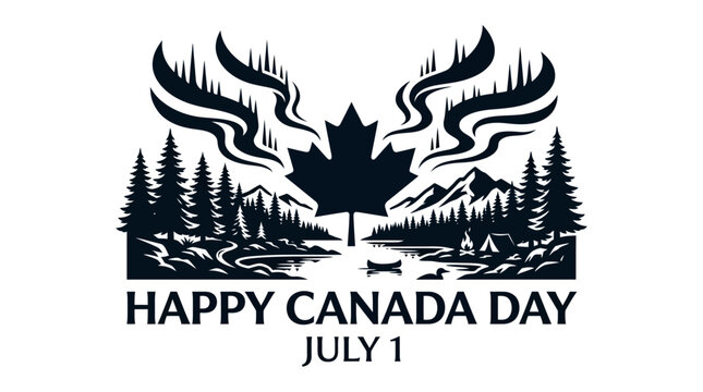 Canada Day Celebration Graphic with Maple Leaf