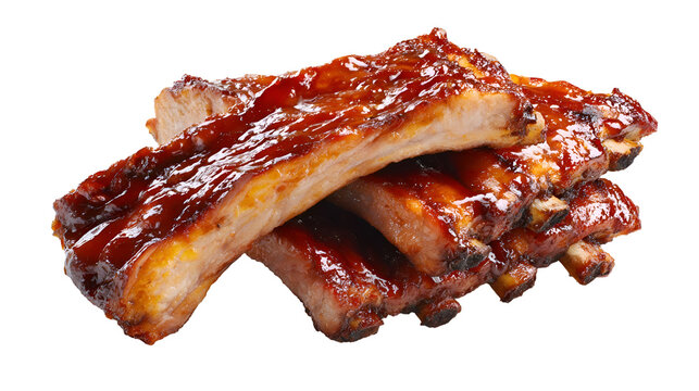 Stacked BBQ pork ribs glazed with rich barbecue sauce, tender, juicy, and slow-cooked to smoky perfection.