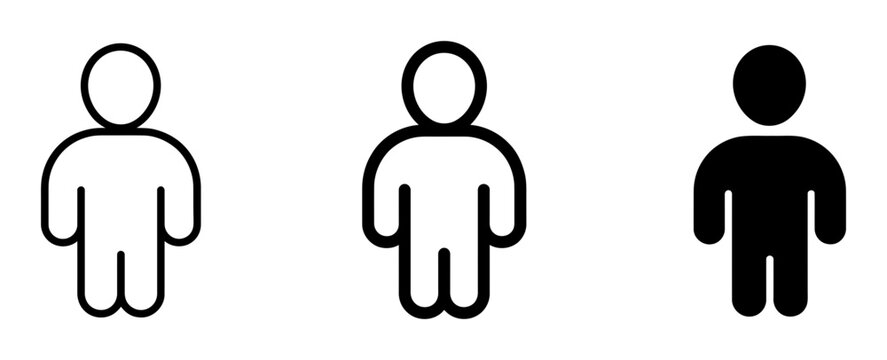 People icons, human silhouettes, black and white, vector graphics, 3 characters