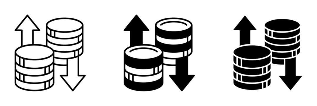 Database, synchronization, data exchange, arrows, server icons, vector graphics