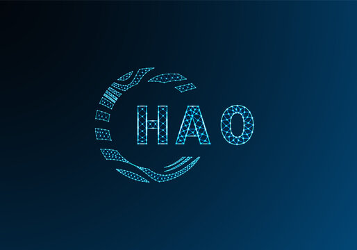 HAO low poly letter logo vector design. HAO lower poly logo design. HAO unique low poly logo design.