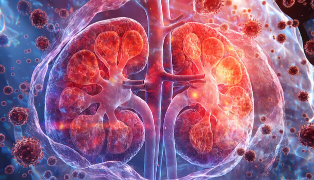 3D Anatomy Illustration Kidney Infection and Disease Medical Illustration