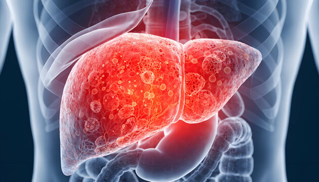 Fatty Liver Disease and Liver Damage Medical Illustration
