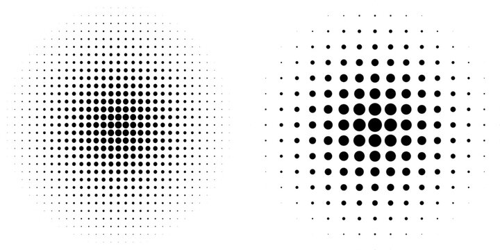 Halftone gradient. Dotted gradient, smooth dots spraying and halftones dot background seamless horizontal geometric pattern vector template set. unique dots modern circles