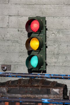 Traffic light model showing red, yellow, and green signals