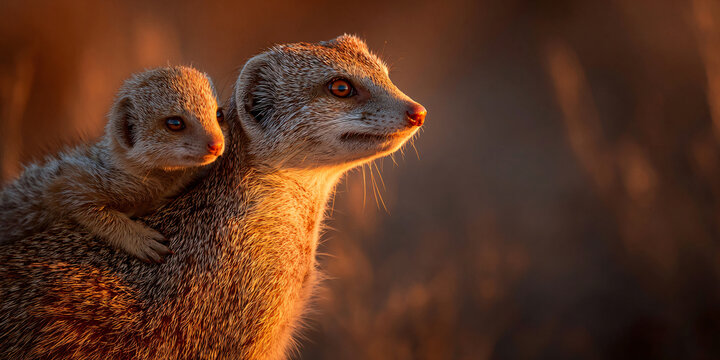 Mongoose at Golden Setting Sun