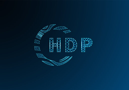 HDP low poly letter logo vector design. HDP lower poly logo design. HDP unique low poly logo design.