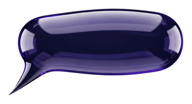 Elegant 3D translucent purple glass speech bubble for digital chat isolated transparent background image