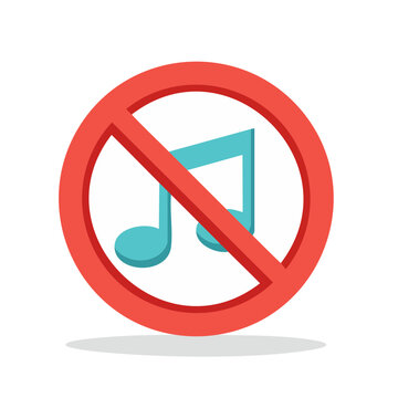 No Music Sign with Music Note Icon
