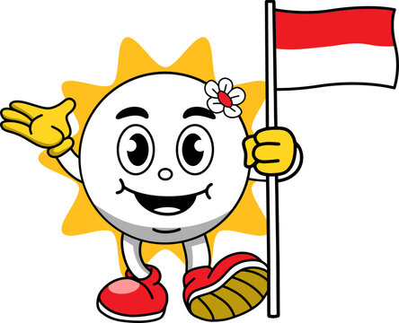 happy cartoon celebrating independence indoneisa