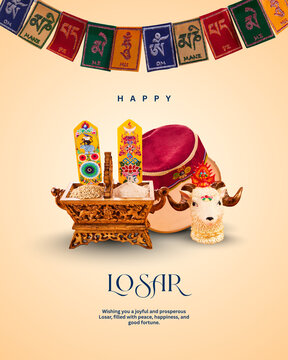 Beige and Red Elegant Losar Festival
