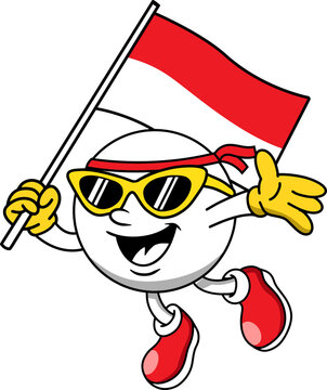 spirit independece day cartoon character indonesian