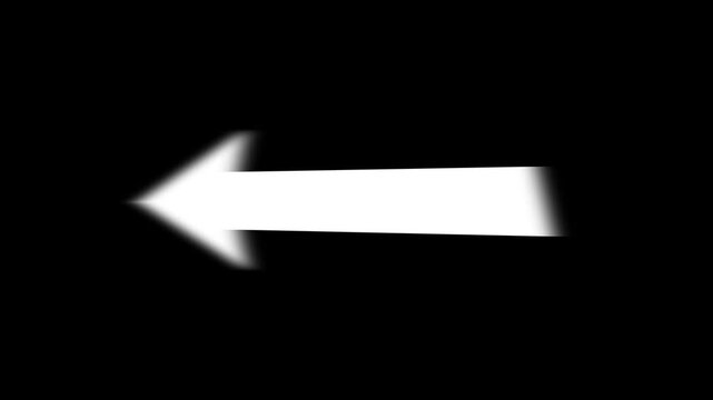 Poster design, and graphic layout left arrow symbol for direction icon, navigation sign glowing, scroll, flow signal, signs, black background, 4k video.