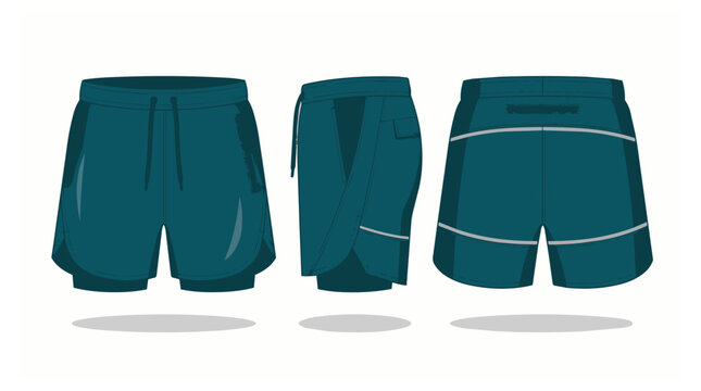 Teal athletic shorts with white stripes.