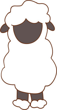 Valais blacknose sheep with black face and fluffy wool illustration element