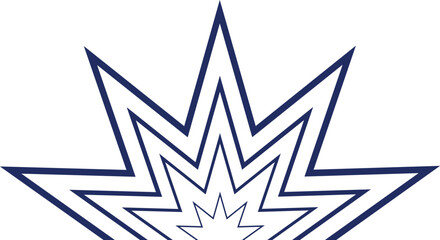 Blue geometric star burst outline shape isolated on white background © Monju Miah