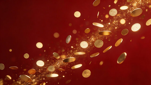 Golden coins floating in red background symbolizing the limitless potential of digital design