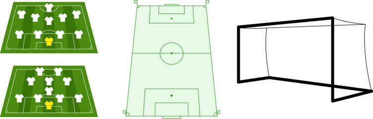 Soccer field. Football pitch. Black outline court and stadium on white background. Football match, league scheme. Vector eps.eps © Volodymyr