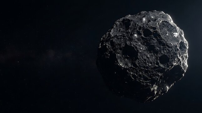 Massive cratered asteroid drifting through the deep cosmos