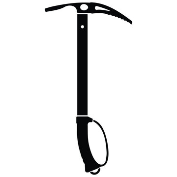 Ice axe vector silhouette illustration line art for winter mountaineering and climbing.