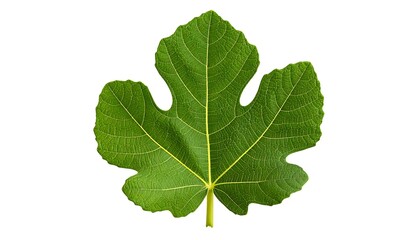 Fototapeta premium A large green leaf with a yellow stem on a white background