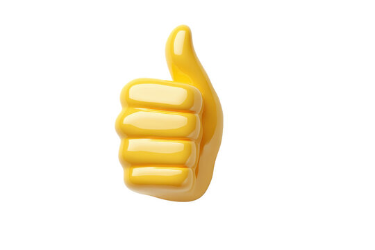 Bright Yellow 3 D Rendered Thumbs Up Hand Gesture Isolated on Black Background thumbsup approval