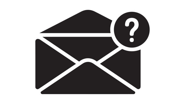 Opened mail envelope icon with a question mark symbol representing online help support vector