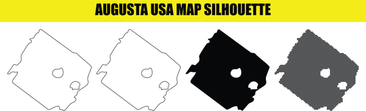 Augusta usa map silhouette vector illustration isolated on transparent background for your graphic design projects.