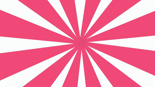 Pink and white alternating triangular rays converging at center forming abstract geometric radial starburst background with dynamic motion depth
