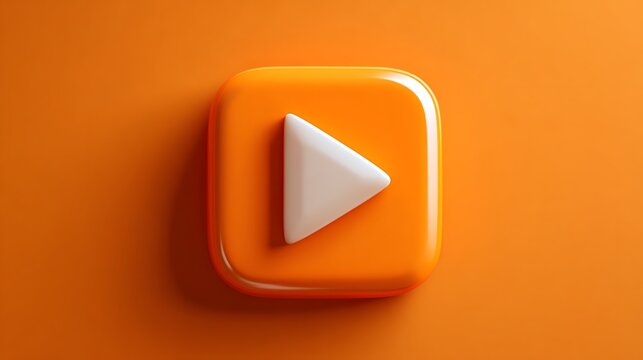 Minimalist 3D Orange Play Button App Icon