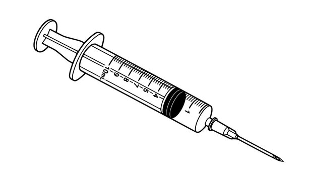 Minimal black and white medical syringe vector illustration single injection tool isolated clean design