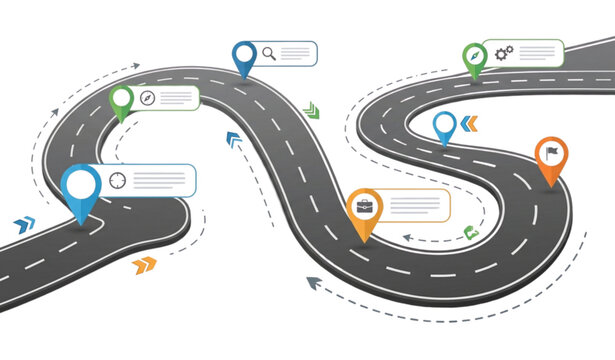 Winding road infographic template vector illustration isolated on white background