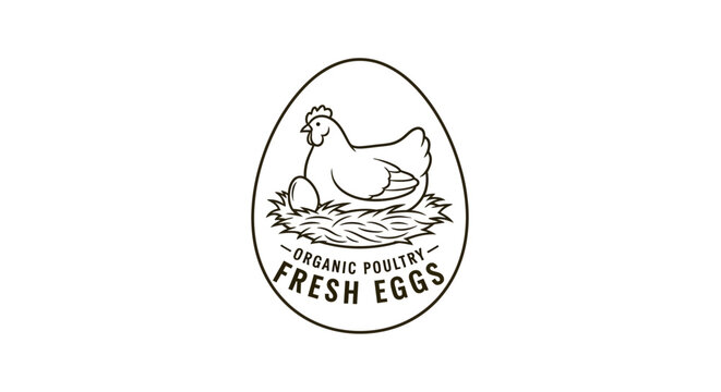 Organic poultry farm fresh egg logo.