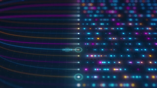 AI Infrastructure Data Flow Through Neural Network Visualization Animation